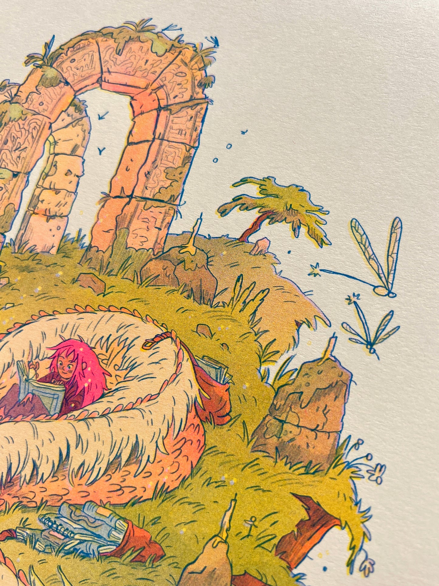 The Book Dragon - Large Riso Print