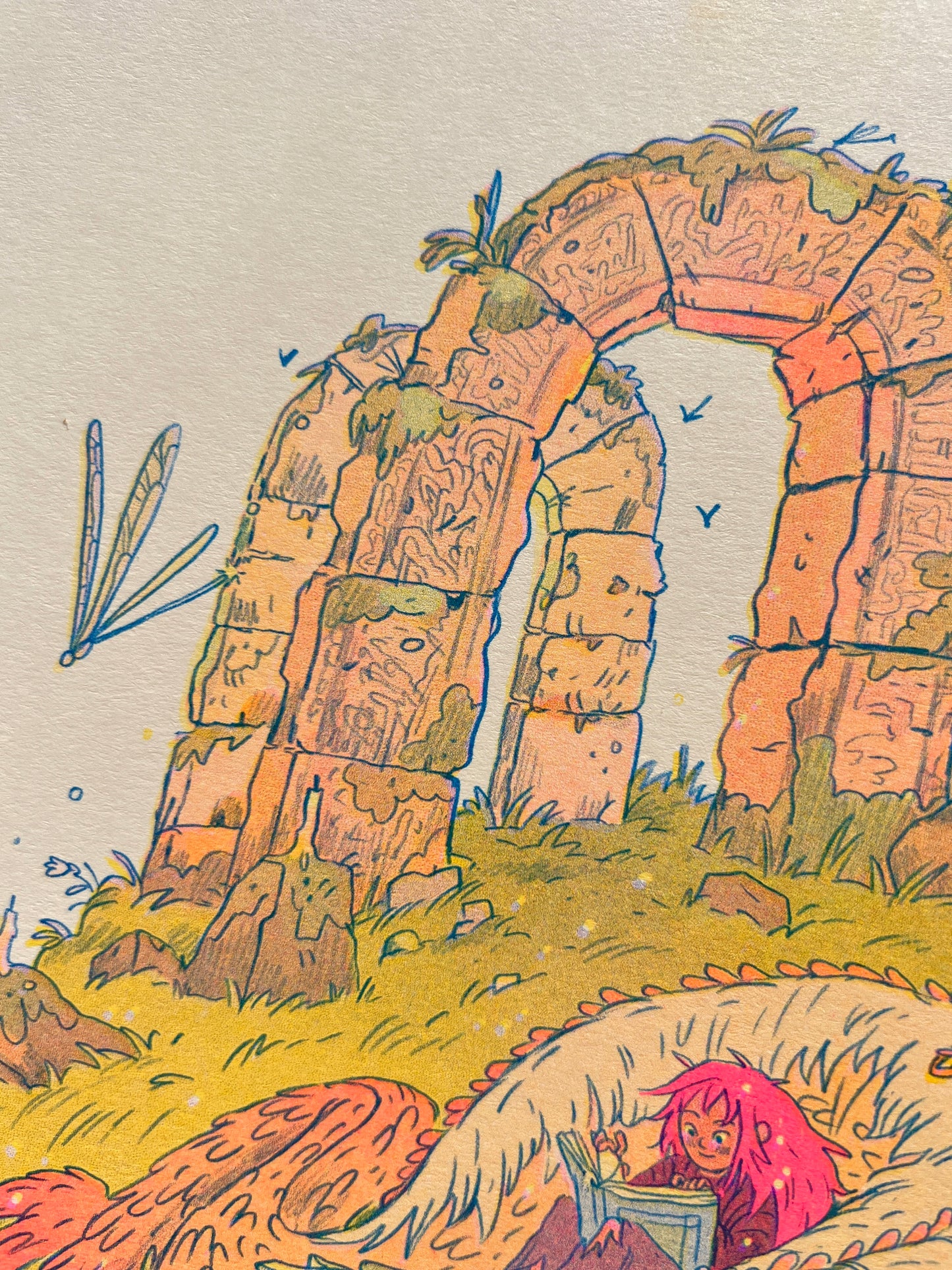 The Book Dragon - Large Riso Print