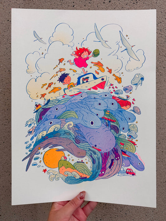 Ponyo ~ Large Riso Print