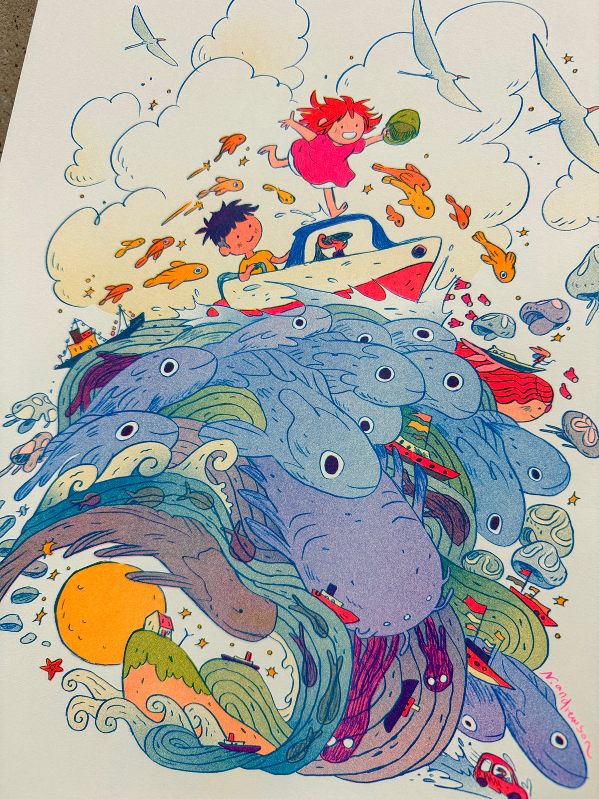 Ponyo ~ Large Riso Print