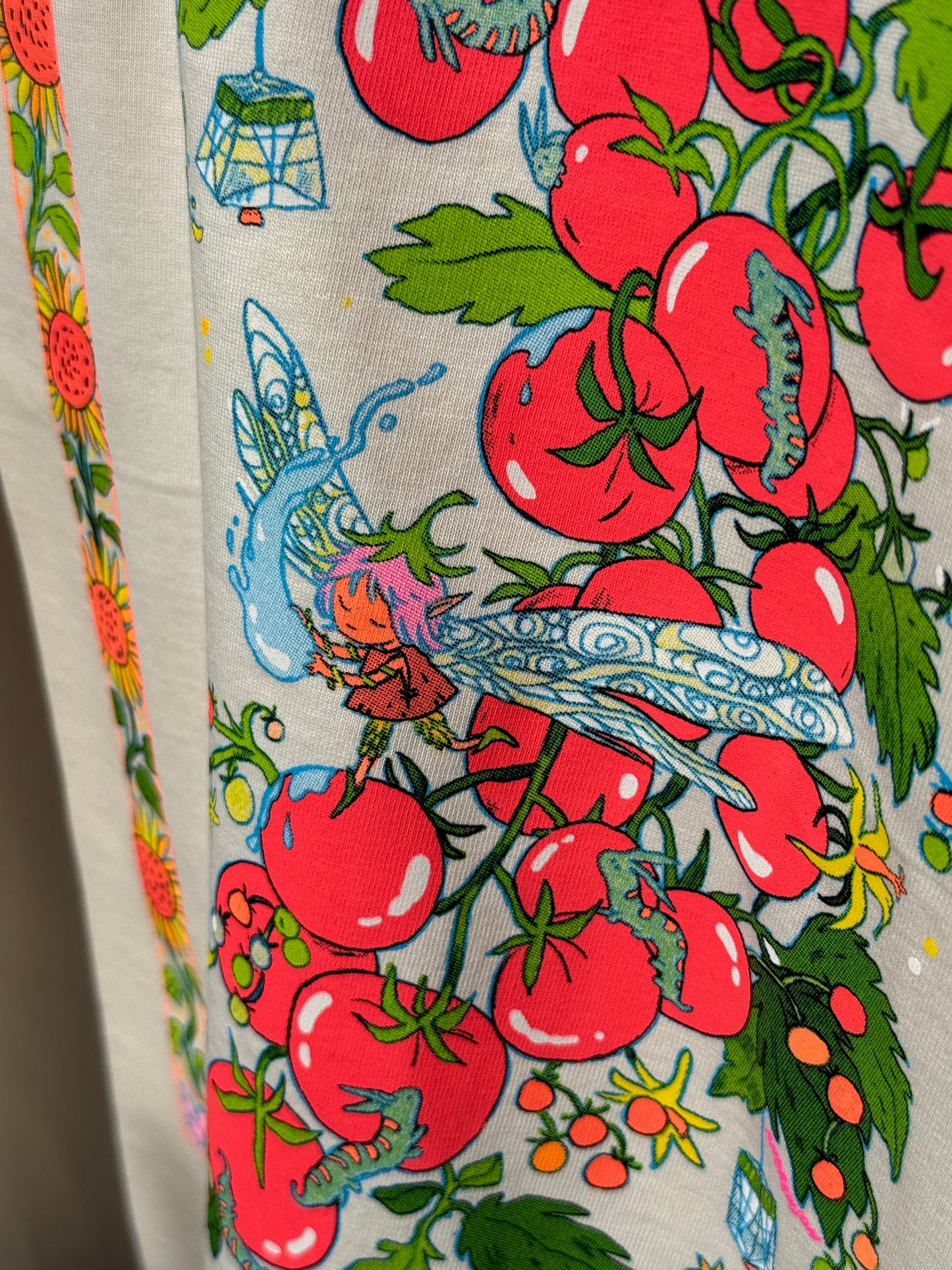 Sunflower Fairy T-shirt ~ Fluorescent Pink Tomato Short Sleeved Cream Shirt (Third Edition!)