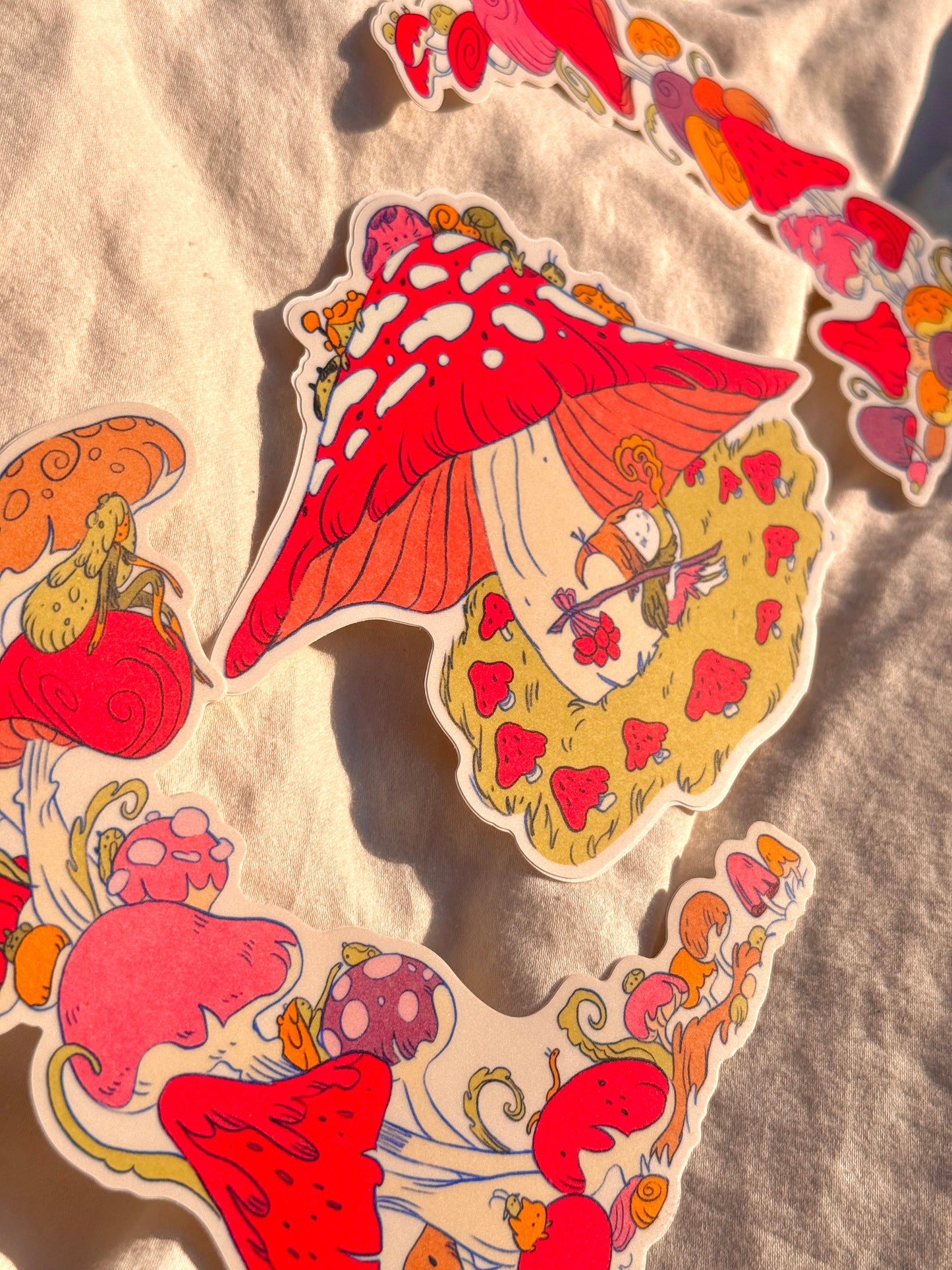 3 Large Mushroom Forest Stickers