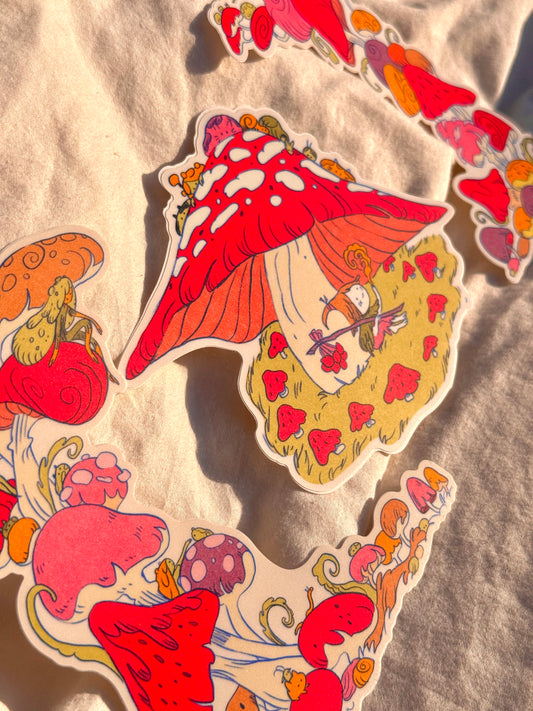 3 Large Mushroom Forest Stickers