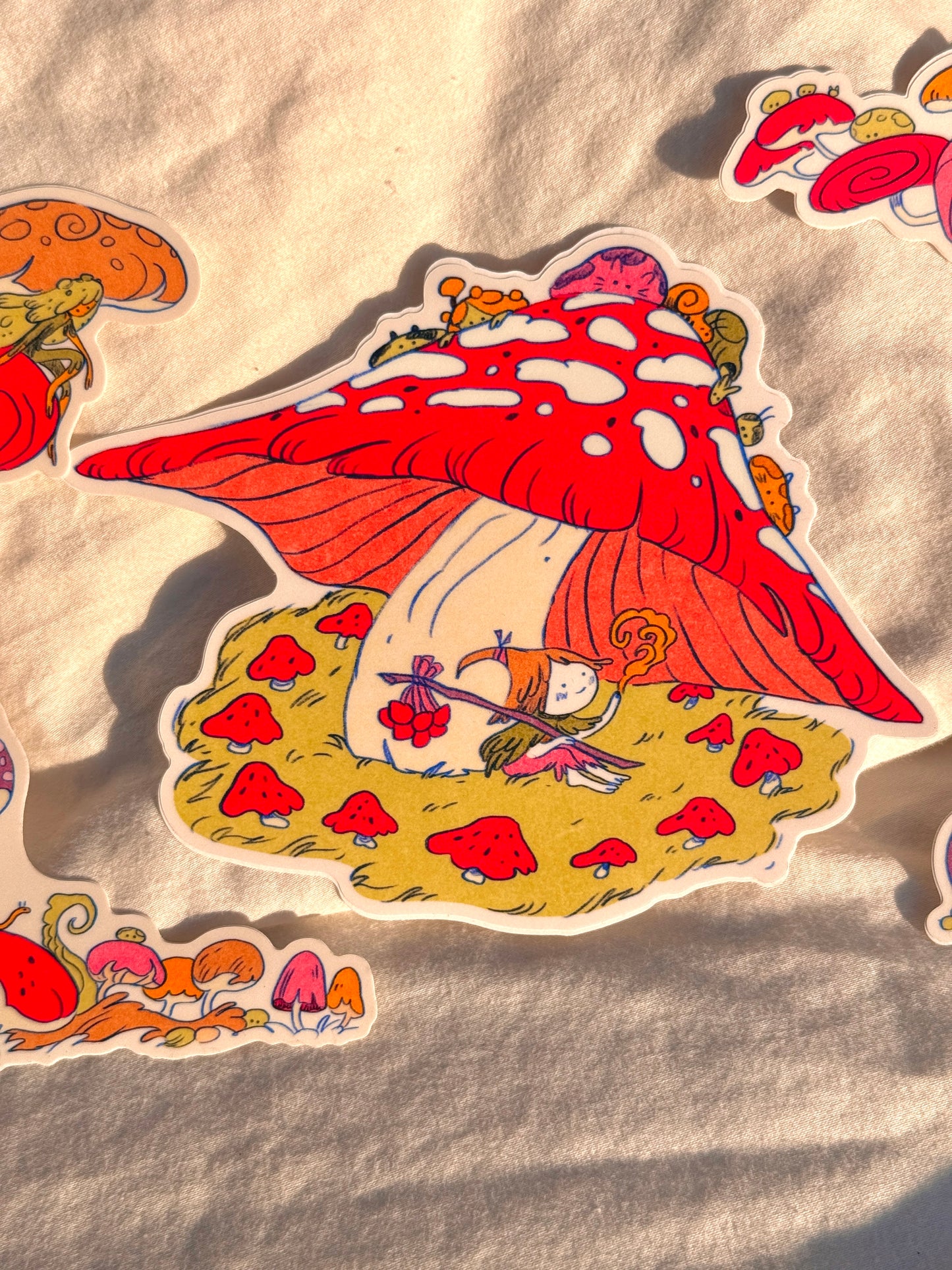 3 Large Mushroom Forest Stickers