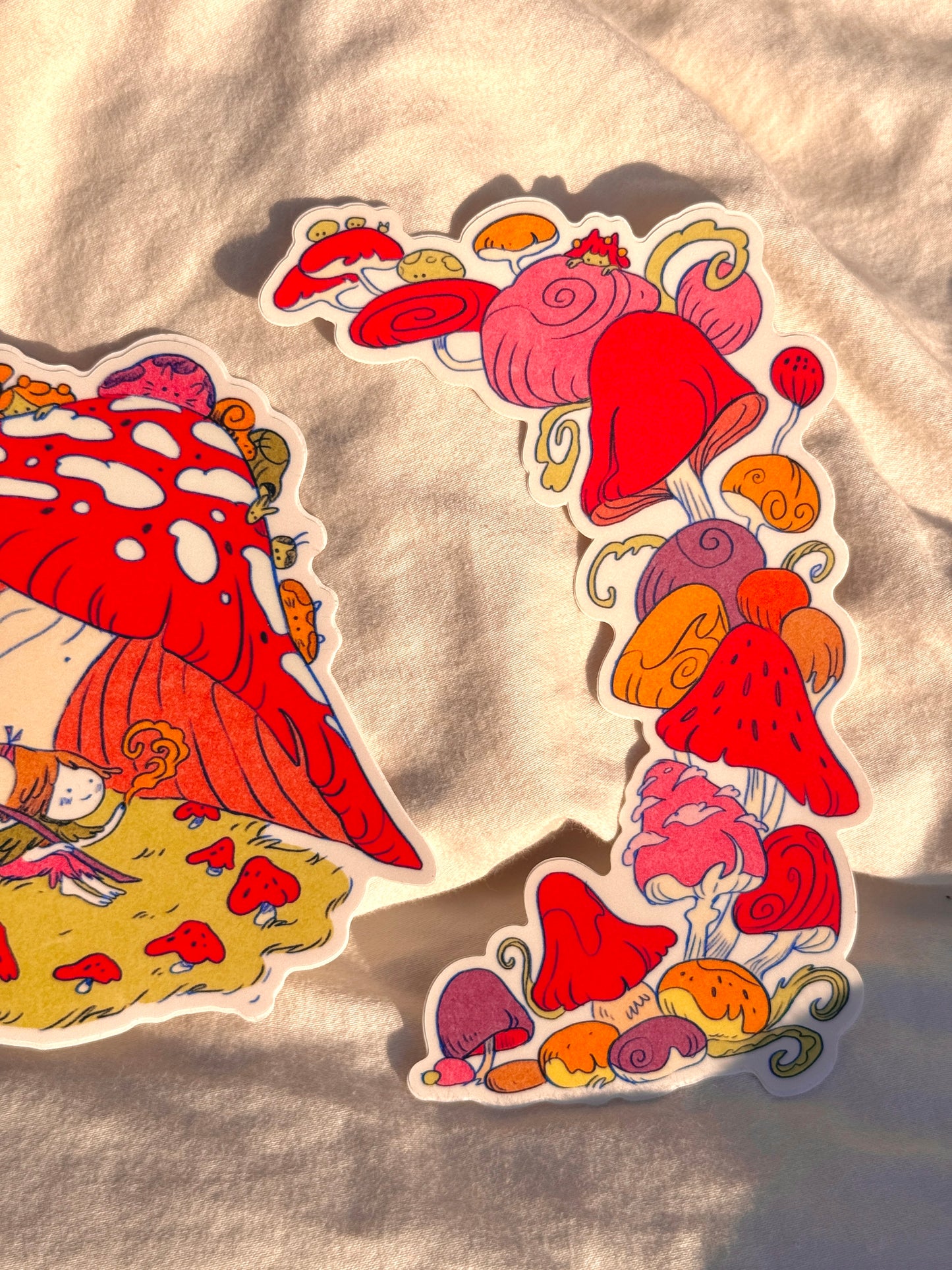 3 Large Mushroom Forest Stickers
