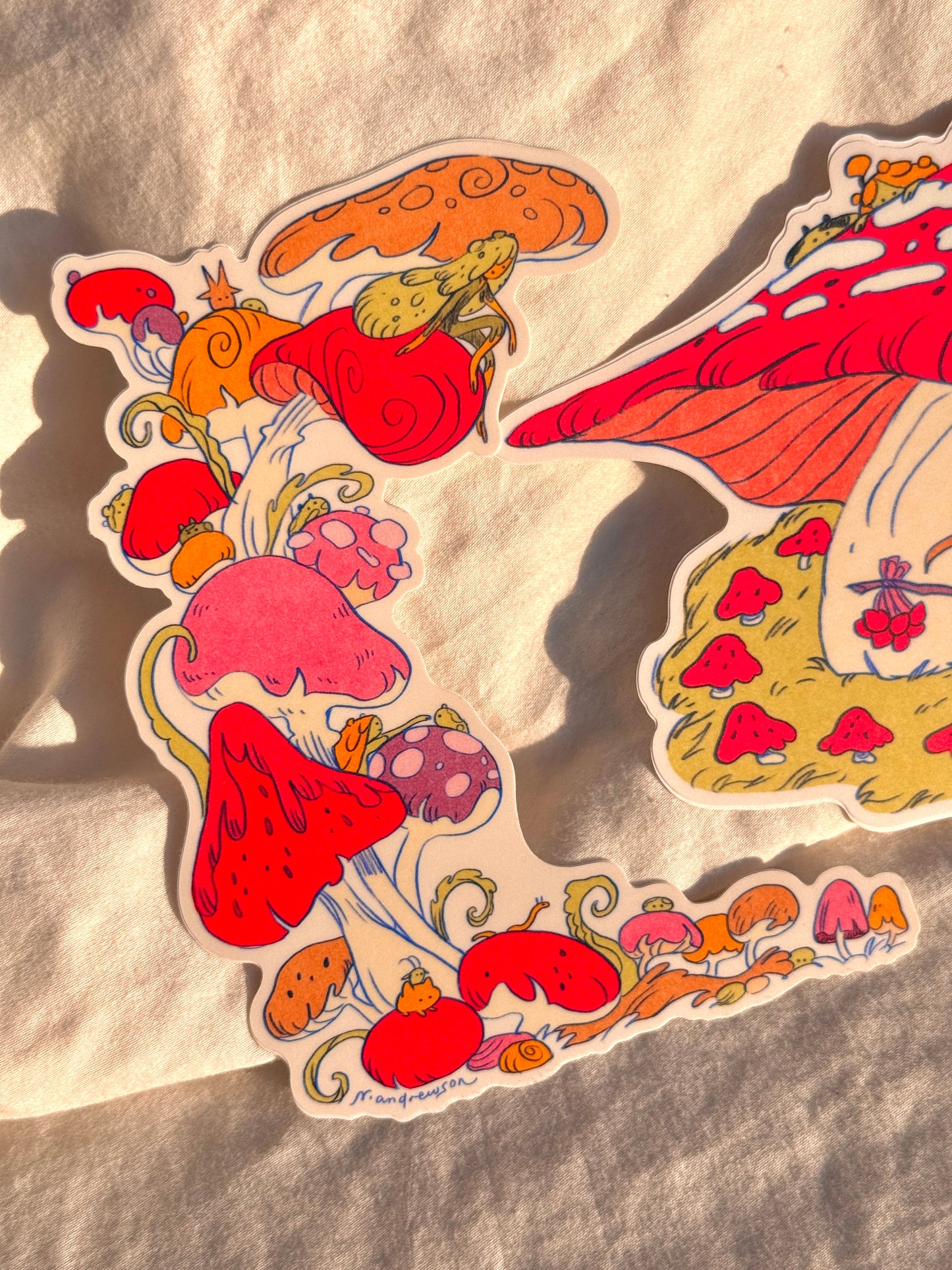 3 Large Mushroom Forest Stickers