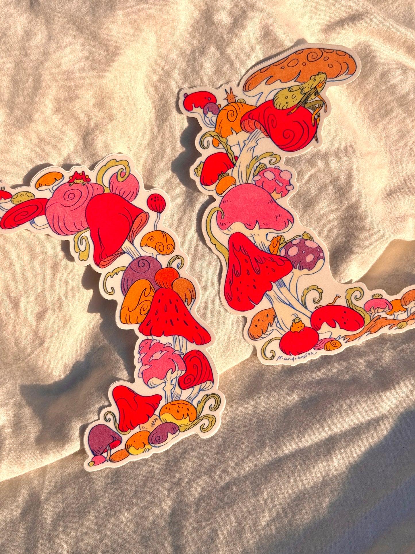 3 Large Mushroom Forest Stickers