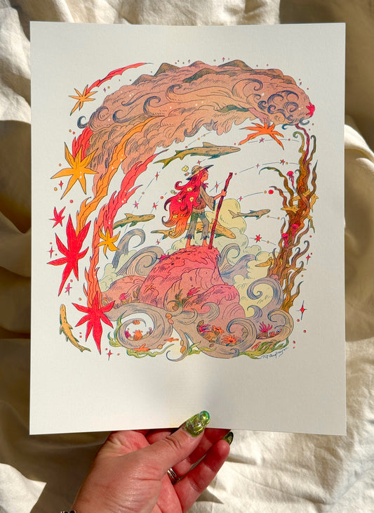 On My Way ~ Star Adventurer Small Riso Print