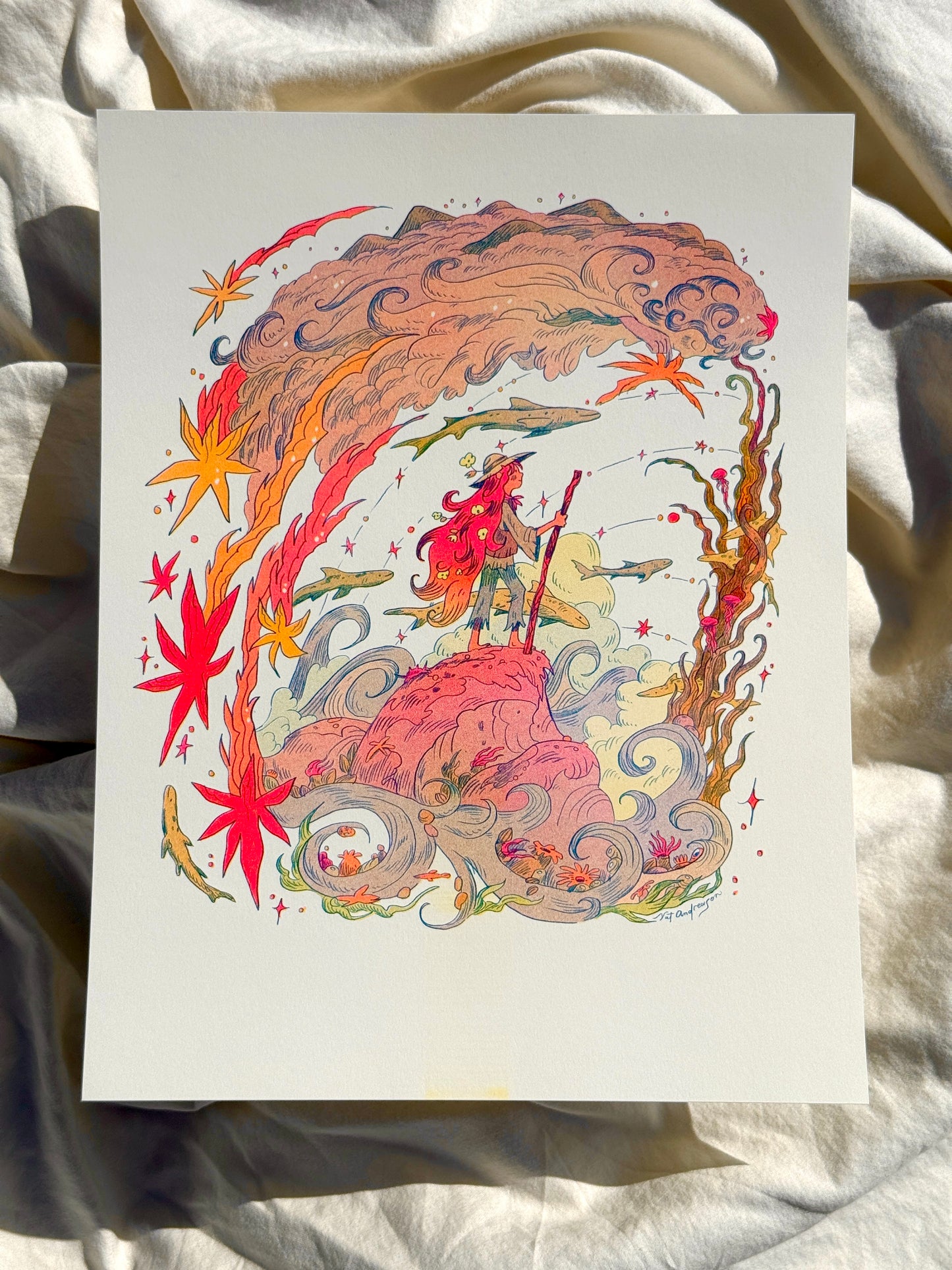 On My Way ~ Star Adventurer Small Riso Print