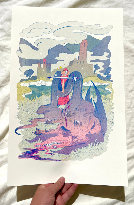 Dragon Slayer Riso Print