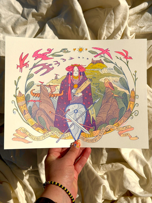 'The Oath' Medieval Inspired Riso Print
