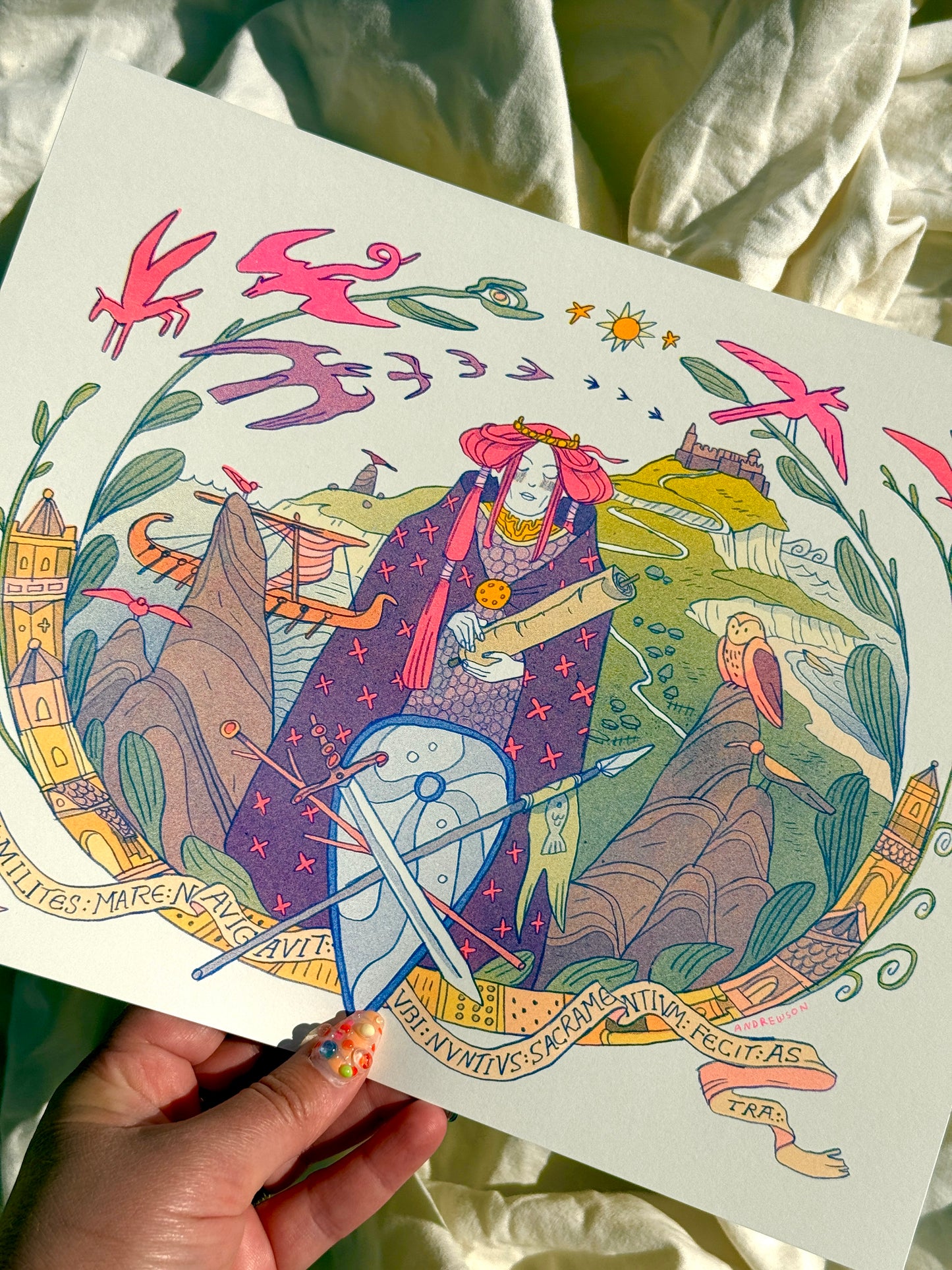 'The Oath' Medieval Inspired Riso Print