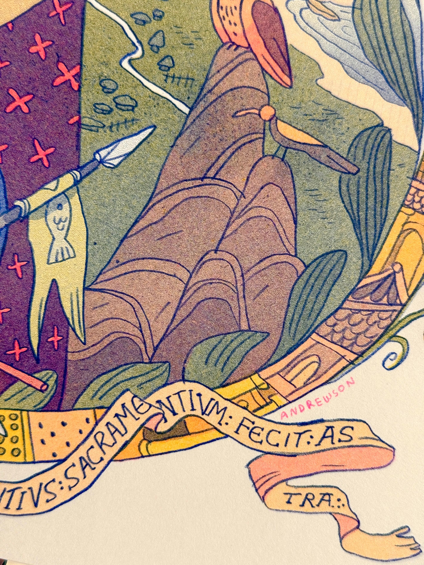 'The Oath' Medieval Inspired Riso Print