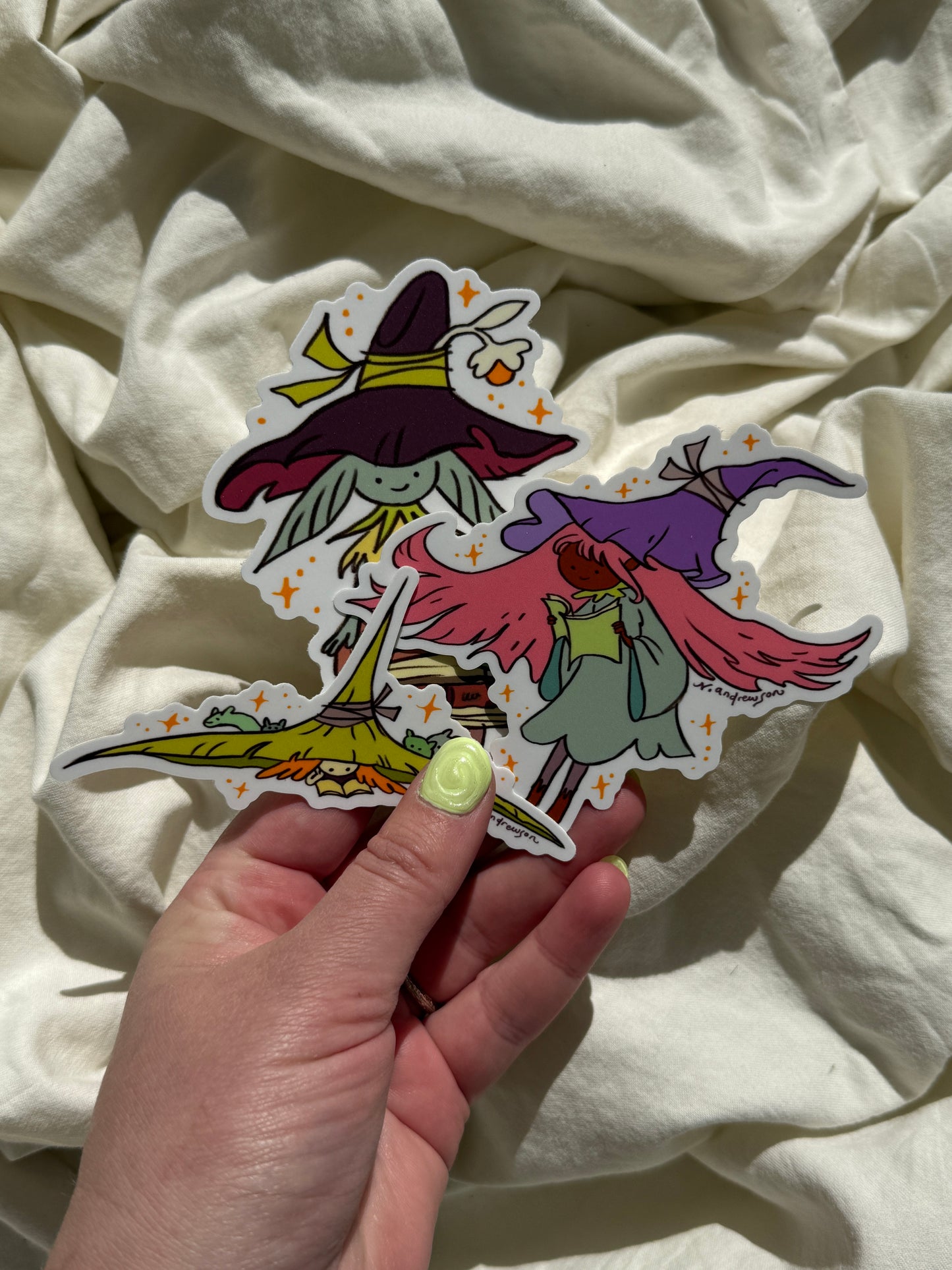 Little Reading Witch Stickers ~ Set of 3
