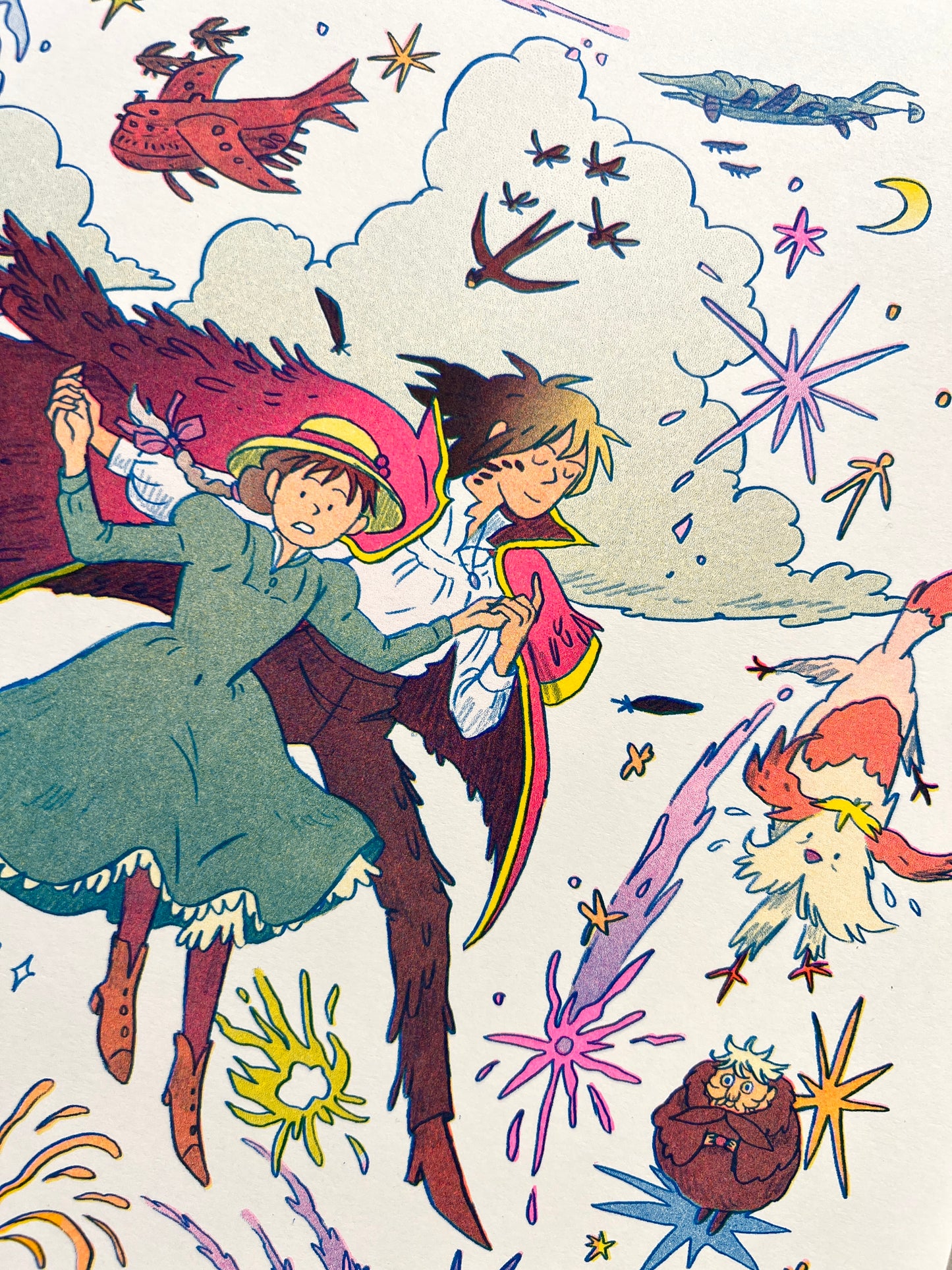 Howl's Moving Castle Large Riso Print