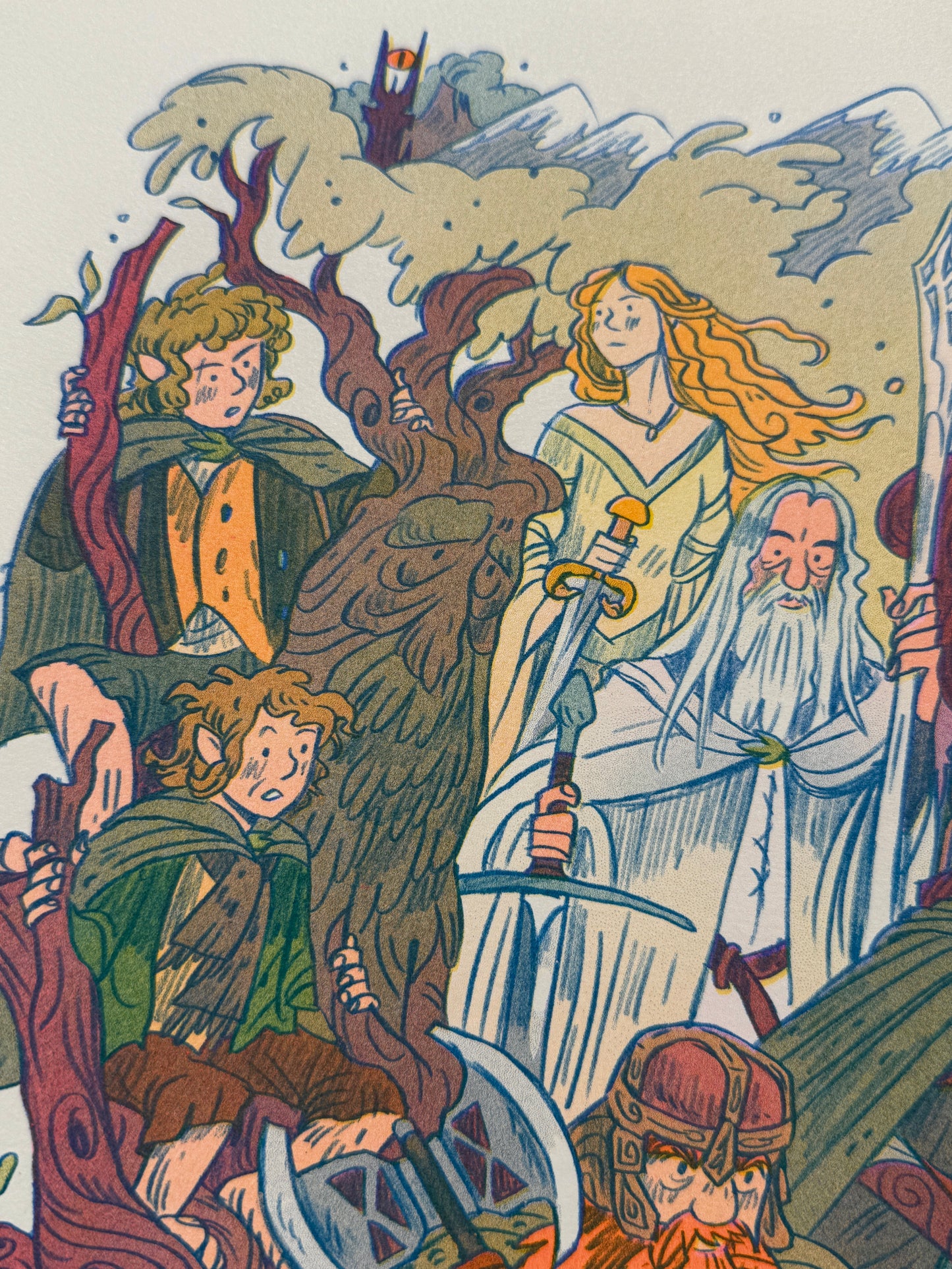 Two Towers, Lord of the Rings Large Riso Print