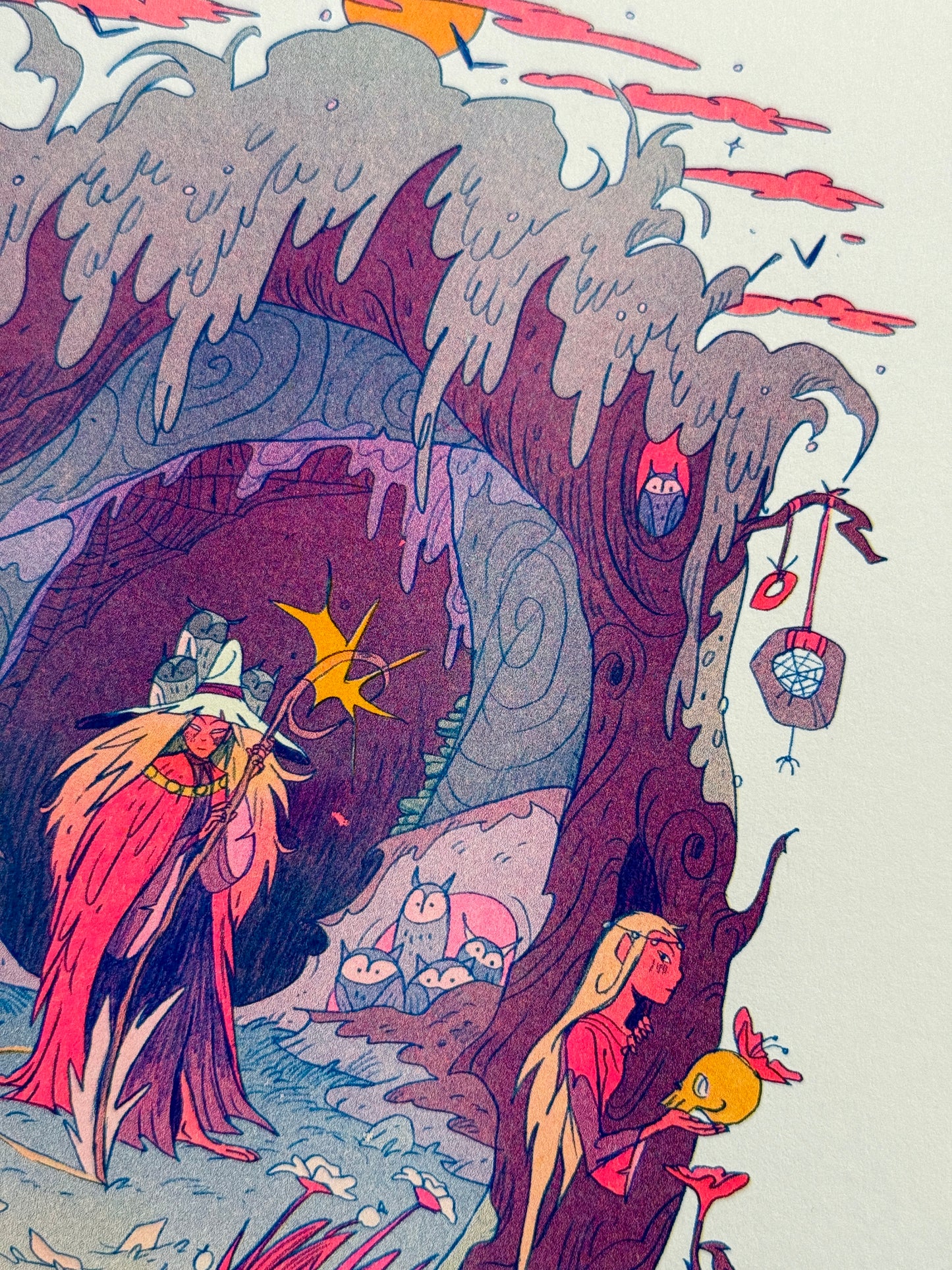 The Moon Witch Small Riso Print / Woodfolk Collection