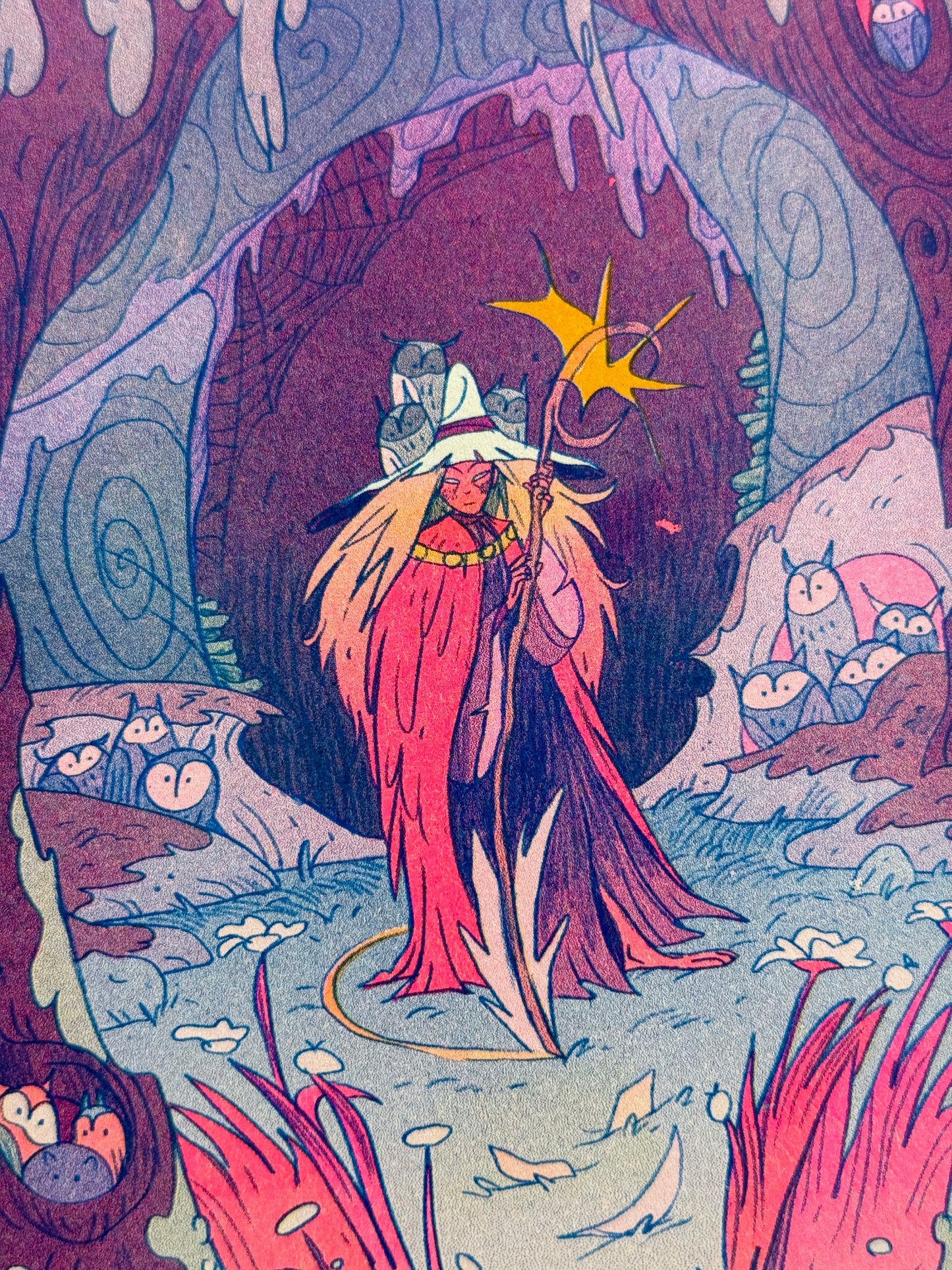 The Moon Witch Small Riso Print / Woodfolk Collection