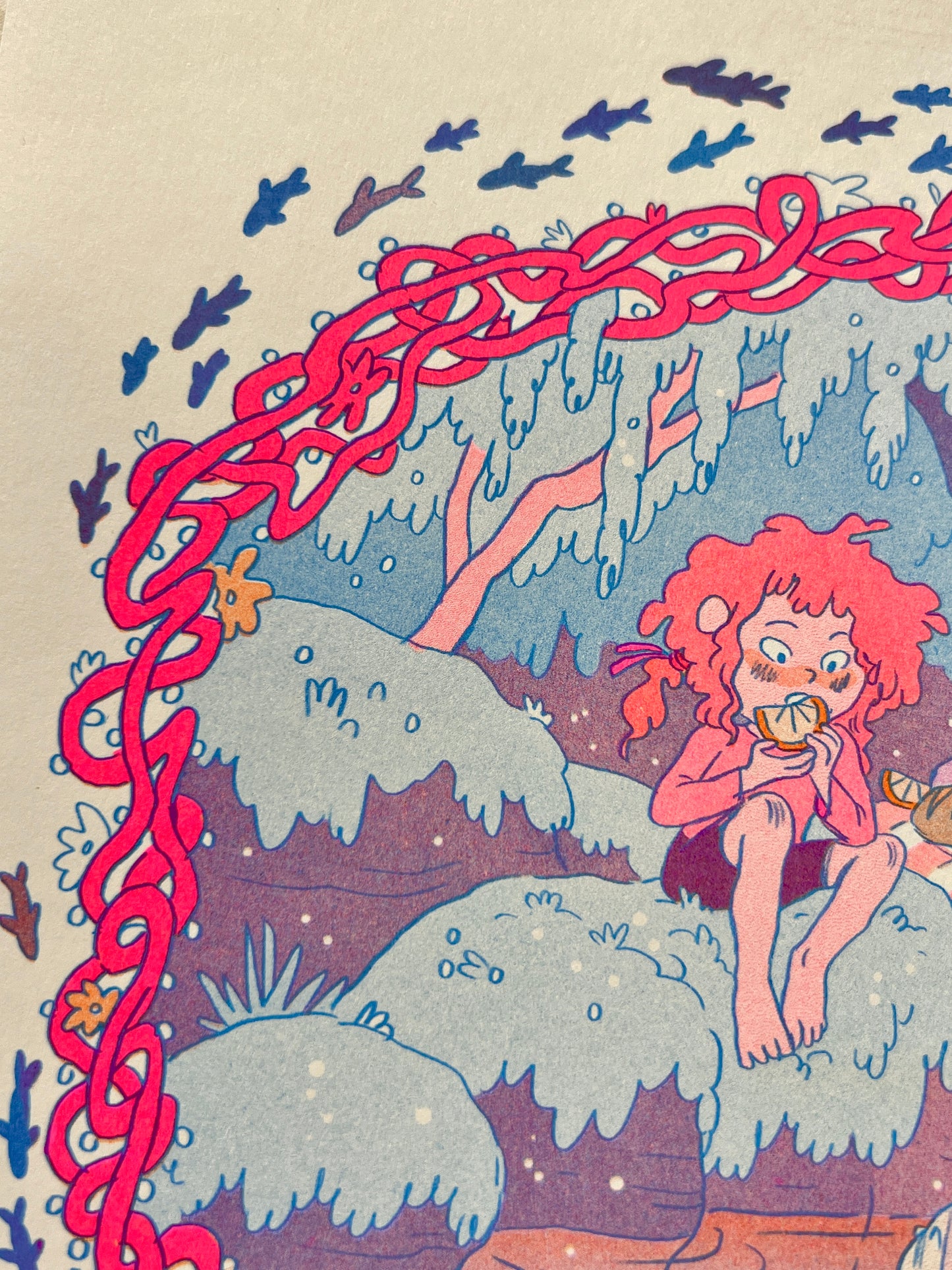 The Fruit Mermaid Riso Print