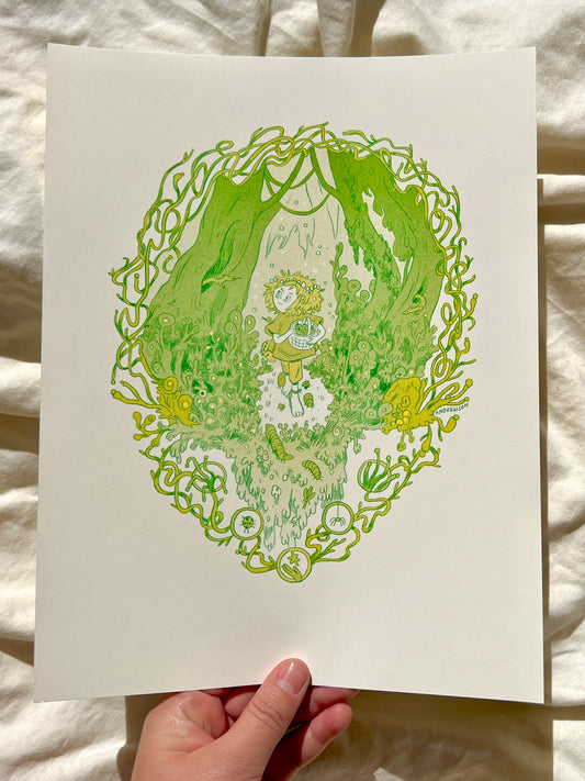 Bug Queen Green Riso Print