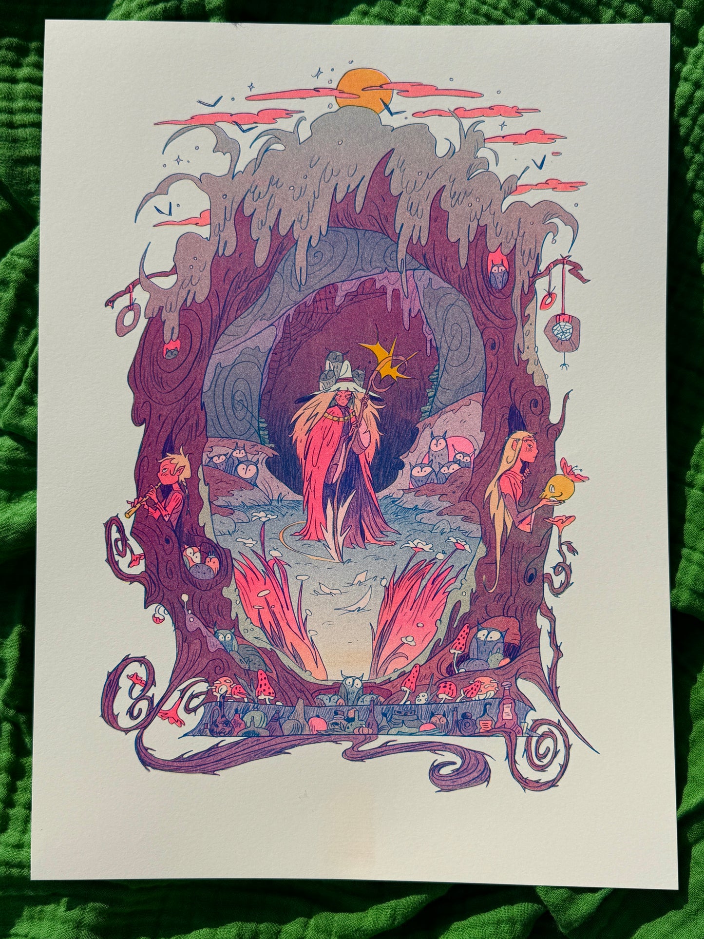 The Moon Witch Large Riso Print / Woodfolk Collection
