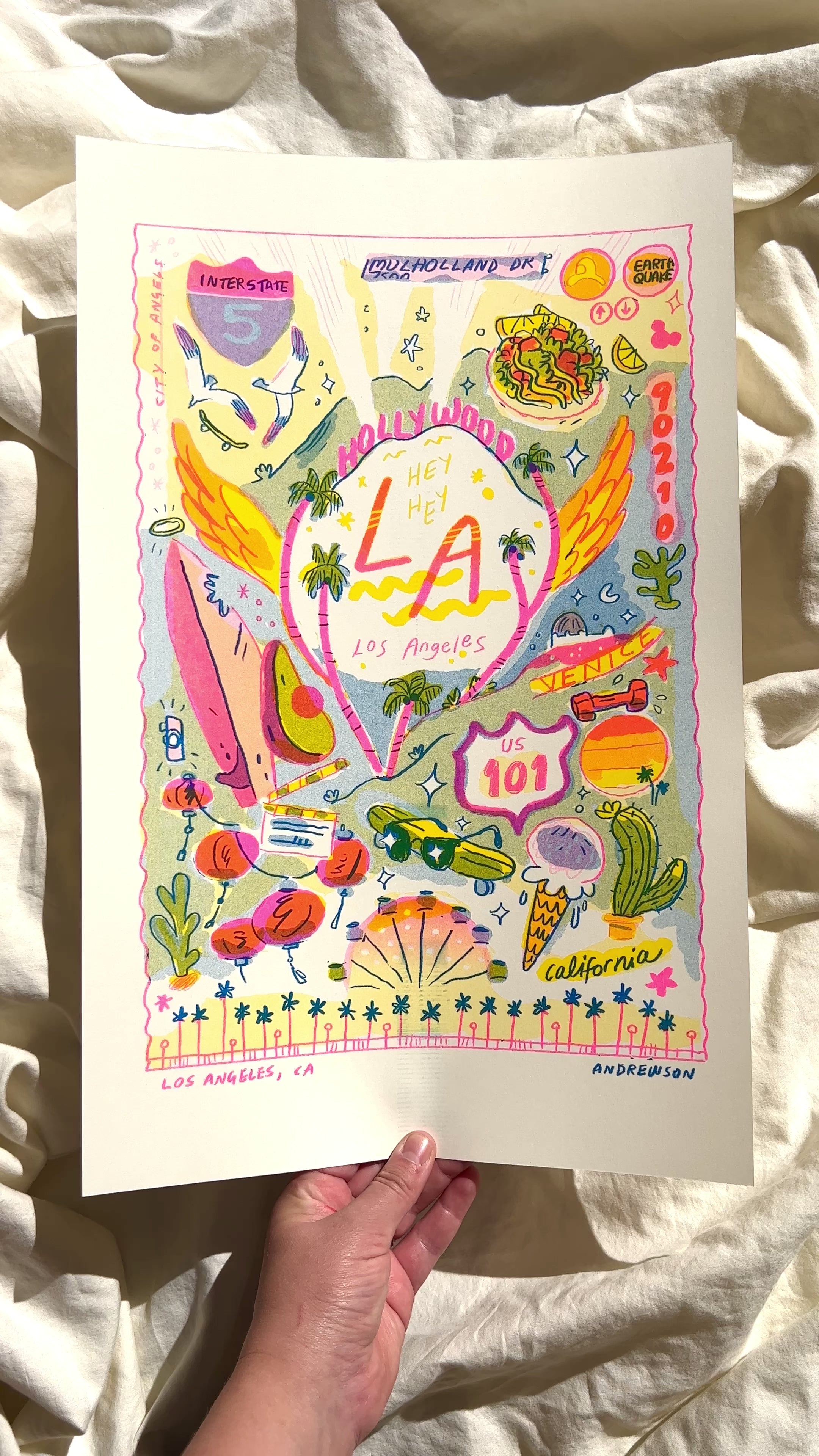 Travel Card Series LA - Large Riso Print – natalie andrewson