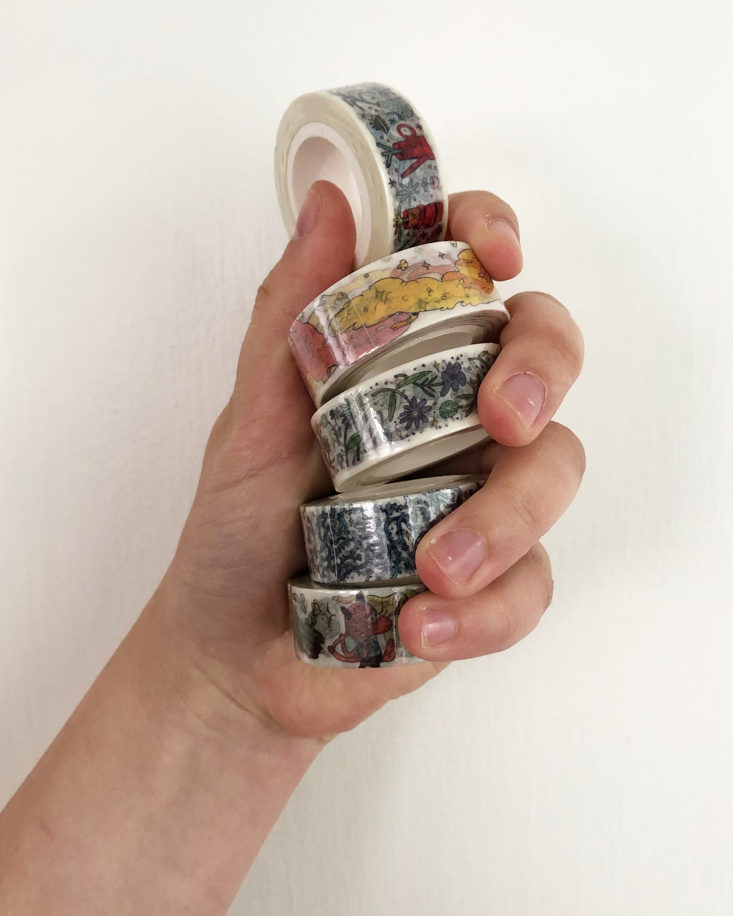 Washi Tape - Green and Purple Sleepy Flowers
