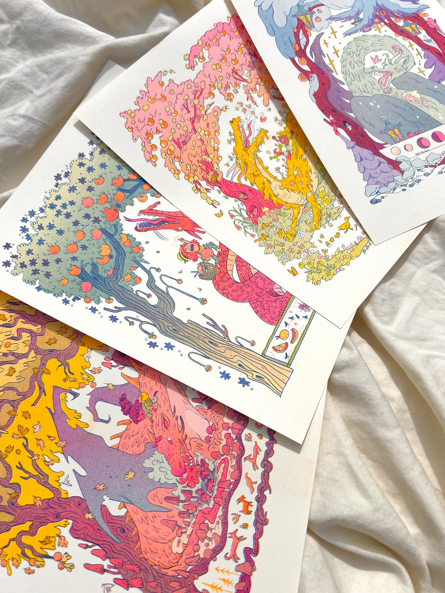 All Dragon Series Riso Prints + One Random Dragon Sticker
