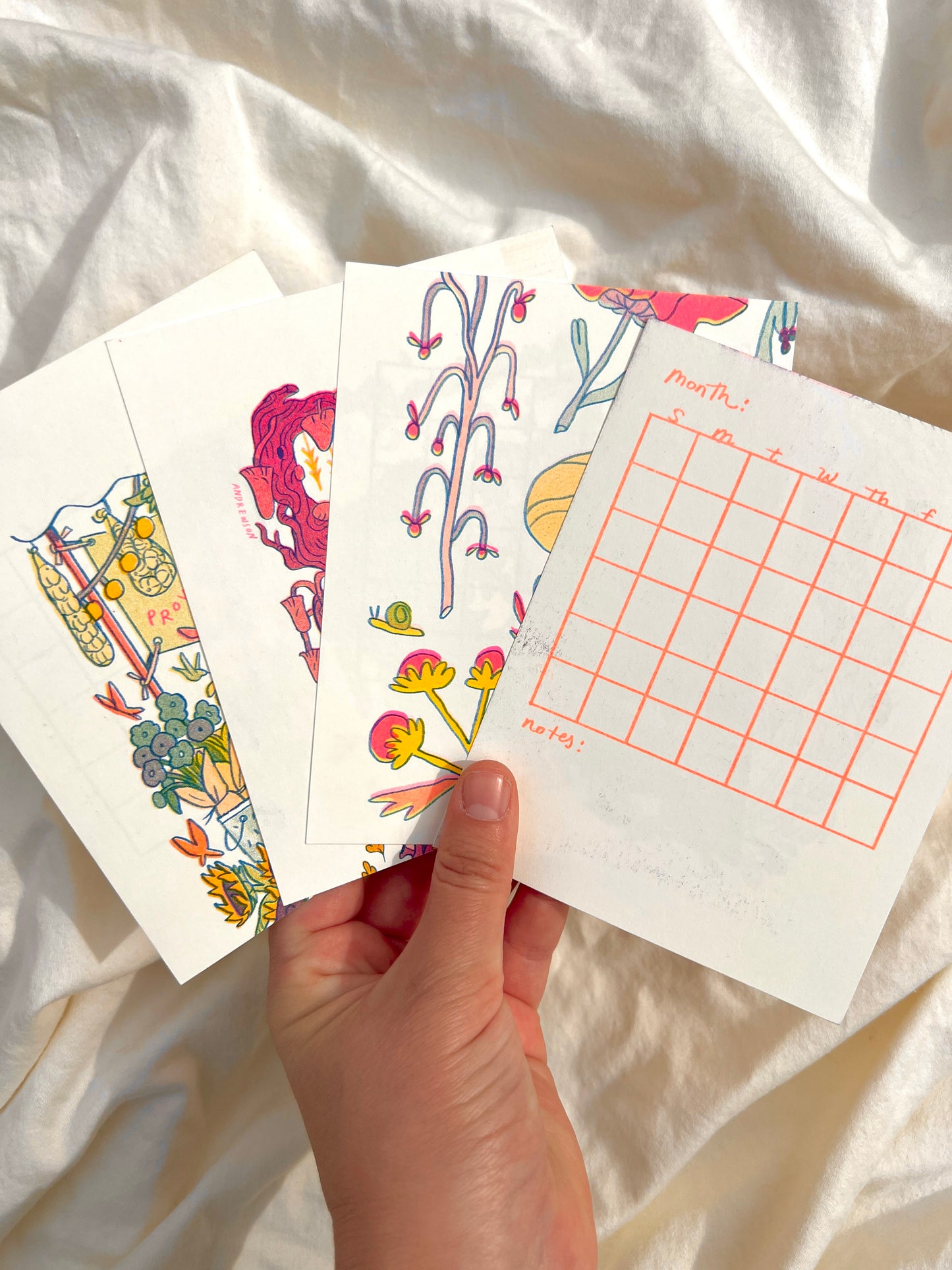 Bad Riso Print Blank Calendar Sheets x 12